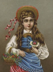 Serious-looking girl, holding a posy of flowers